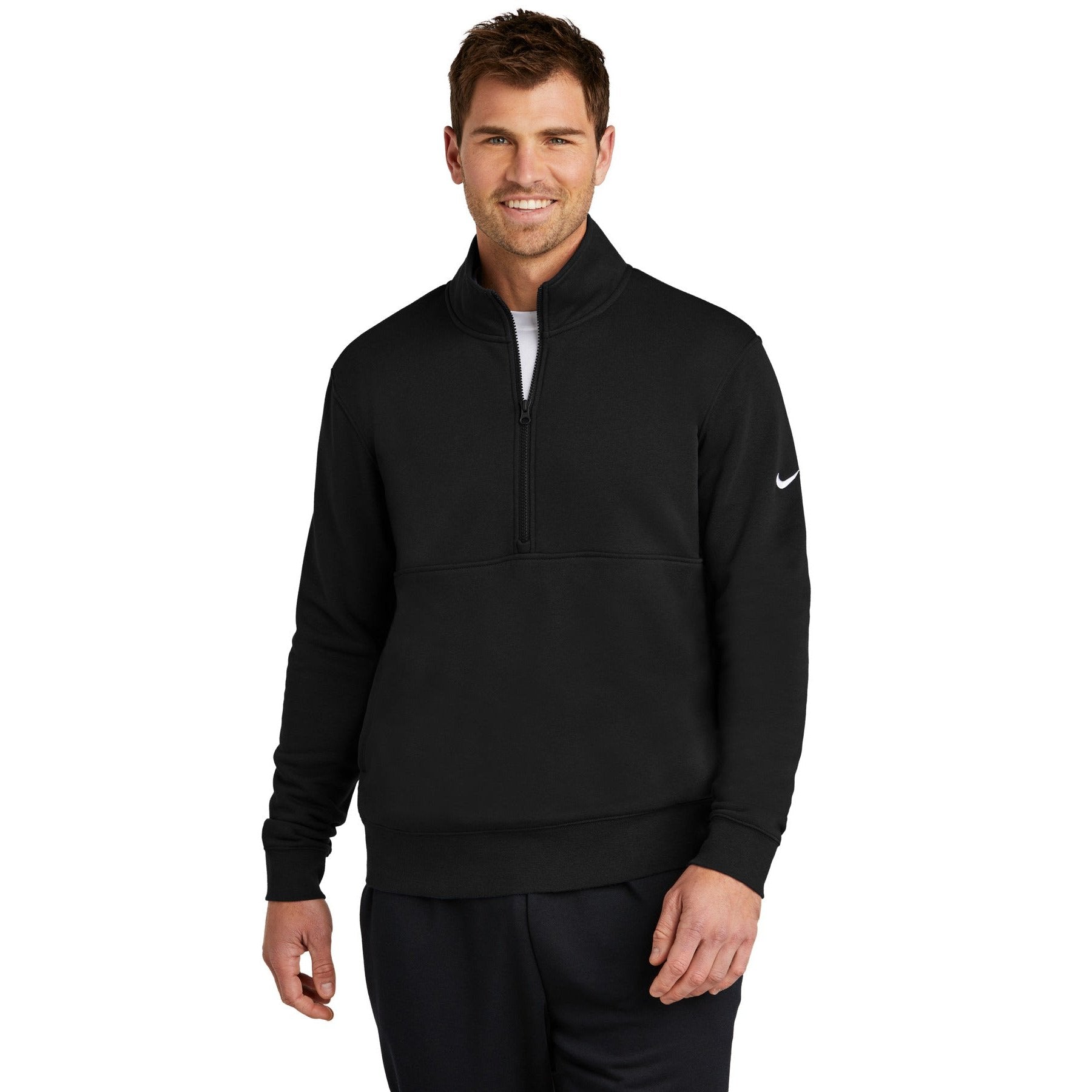 Nike-Nike Club Fleece Sleeve Swoosh 1/2-Zip NKDX6718-MedTech-2